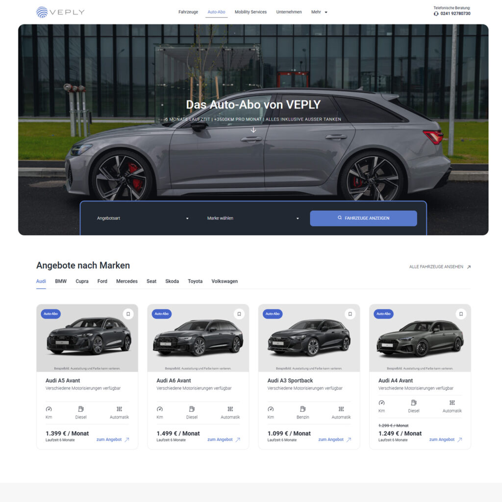 Veply Startseite Screenshot