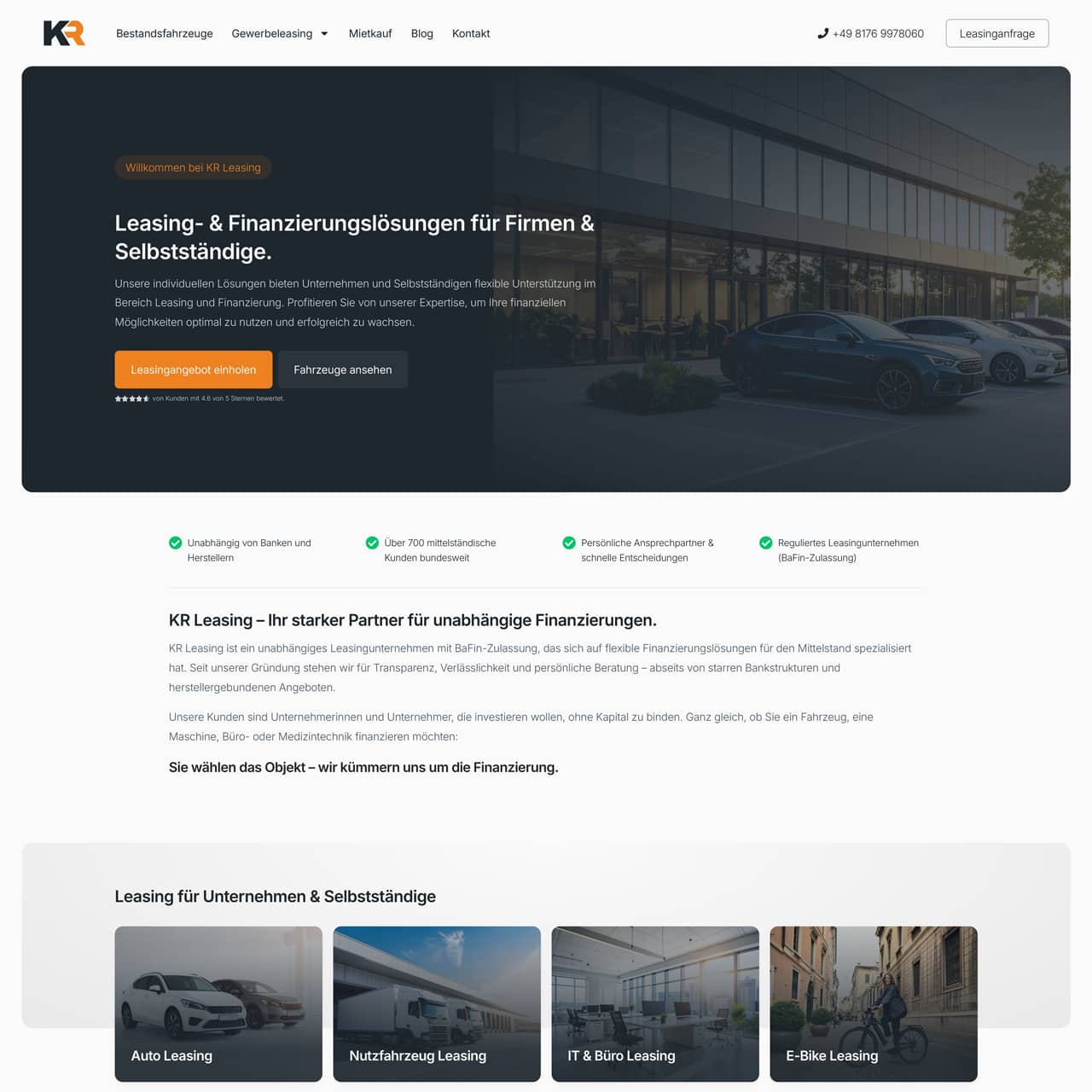 KR Leasing Webdesign Referenz
